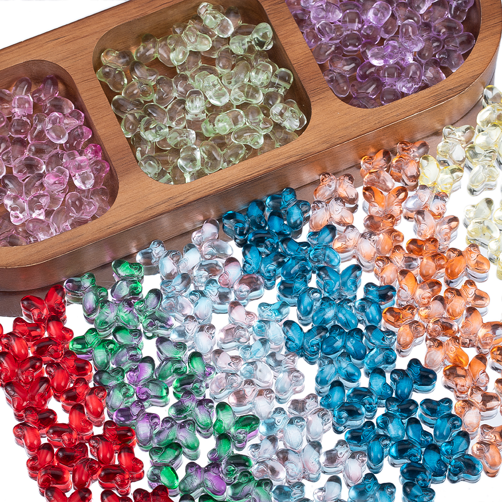 100pcs High Transparency Glass Gradient Butterfly Shaped Beads For DIY Bracelet Necklace Jewelry Making Materials