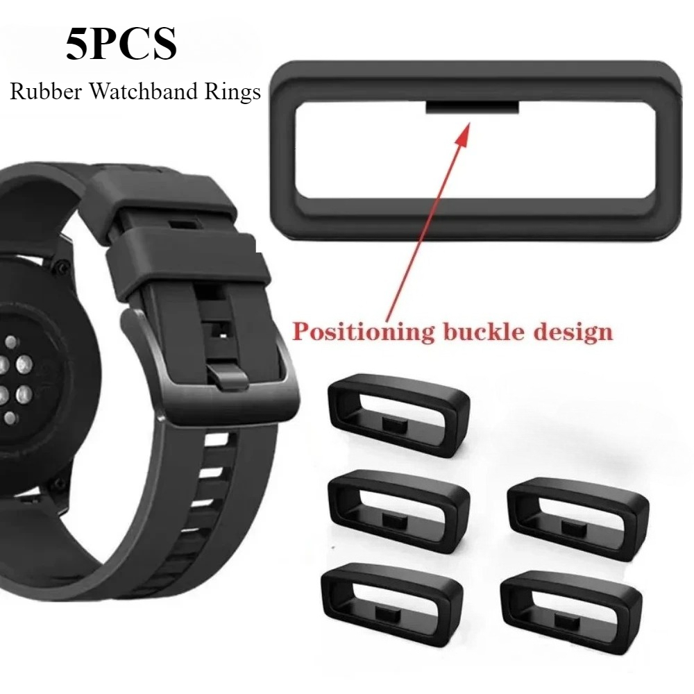 5PCS Watchband Rings Replacement Silicone Watch Bands Loop Ring 22mm Watch Buckle Accessories