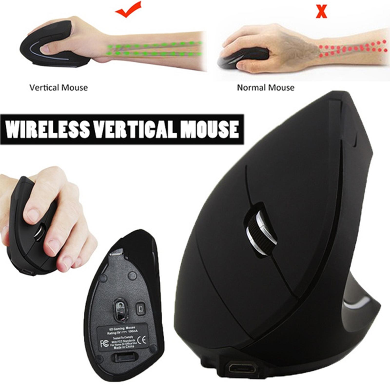 ZELOTES F-17 Vertical Mouse 2.4GHz Wireless Gaming Mouse 6 Keys Ergonomic Optical Mice with 3 Adjustable DPI for PC Laptop