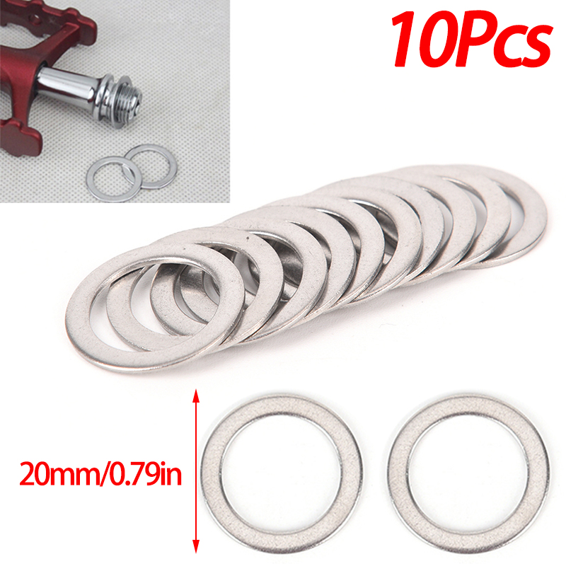Stainless Steel Ring Washers 10Pcs 2cm Stainless Steel Bicycle Pedal Spacer Crank Cycling MTB Bike