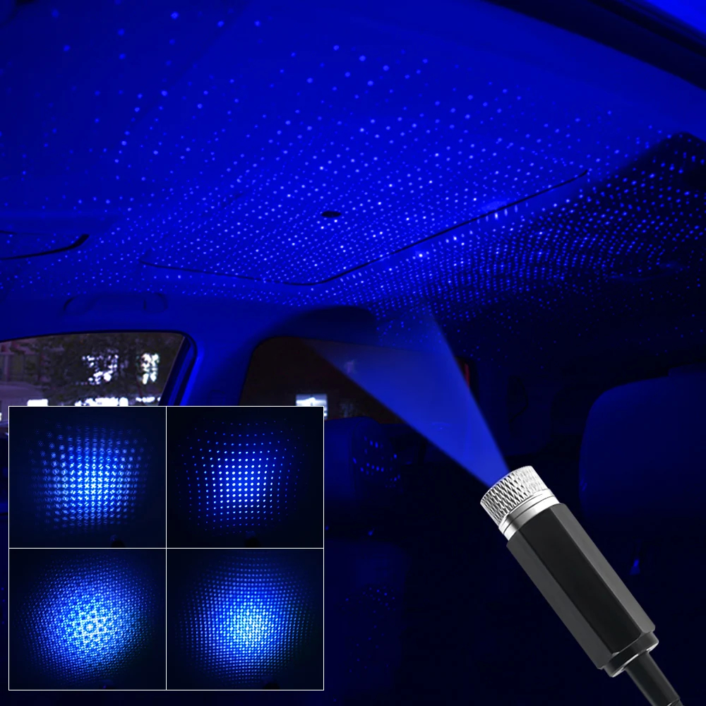 Car LED Roof Star Night Light Projector Atmosphere Lamp USB Decorative Adjustable for Auto Roof Room Ceiling Tools