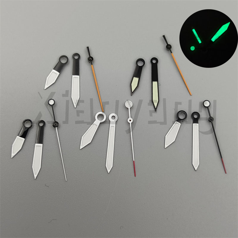 Black White Watch Hands With Super Green Luminous Orange Second Pointers Fit NH35 Movement Men's Watch Modified AccessorY Parts