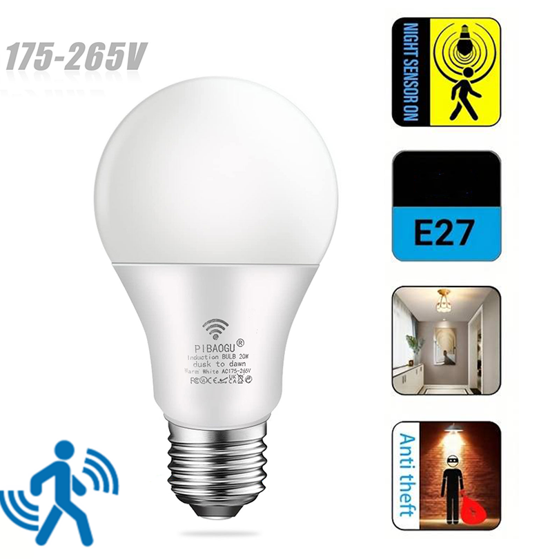 E27/B22 LED PIR Motion Sensor Bulb 12W 15W 18W 20W Auto ON OFF Human Infrared Sensor Lighting Bulb for Stairs Hallway Garage