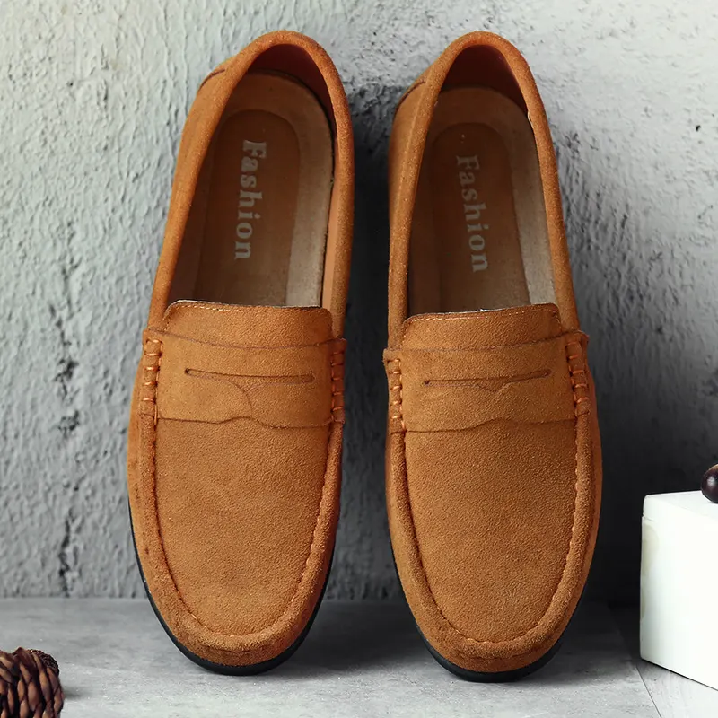 Men Casual Shoes Fashion Suede Leather Men Loafers High Quality Moccasins Slip On Men's Flats Lightweight Driving Shoes 38-47 - image 1