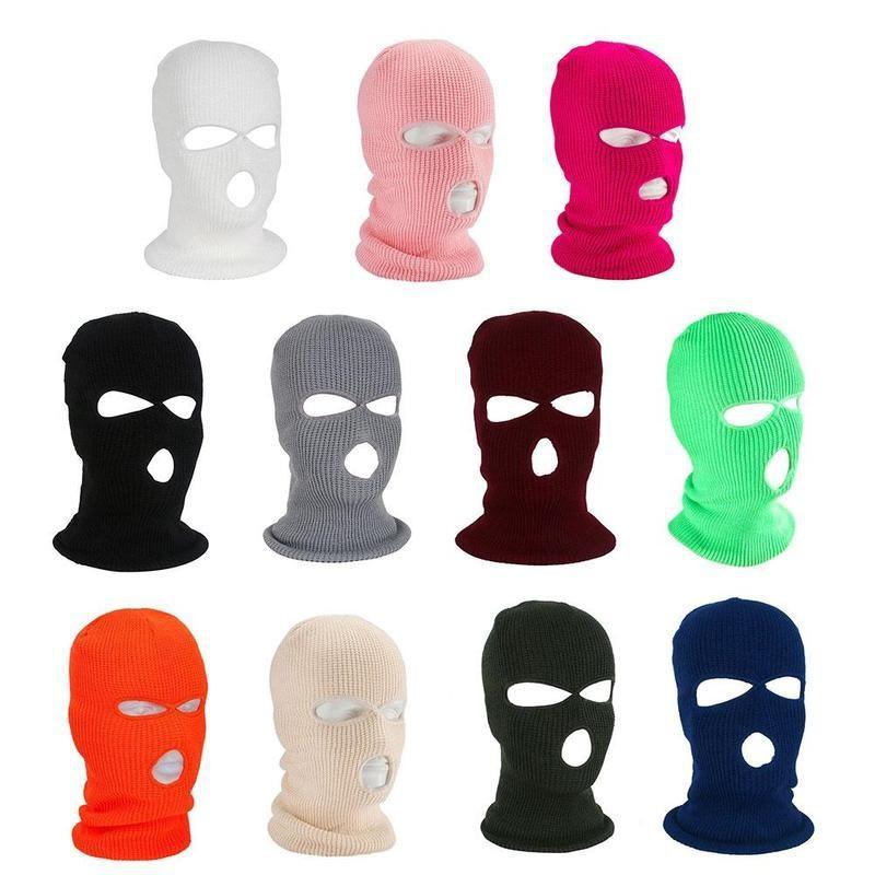 Hot Sale 1Pcs Outdoor Cycling Windproof Full Face Knit Hats Knitted 3 Holes Ski Mask Men Warm Wool Balaclava Winter Hats