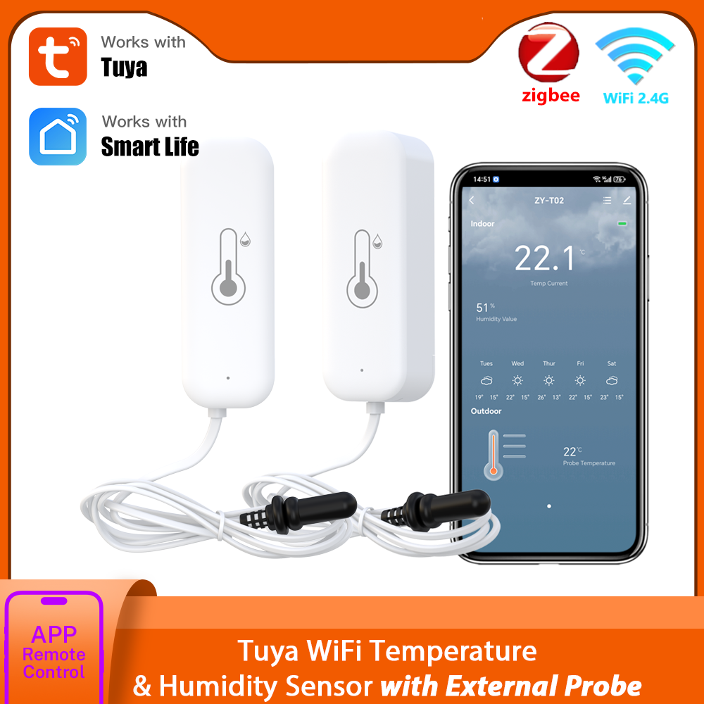 IP65 Zigbee or WiFi Temperature Humidity Sensor Waterproof Outdoor Hygrometer Thermometer Work With Tuya Alexa