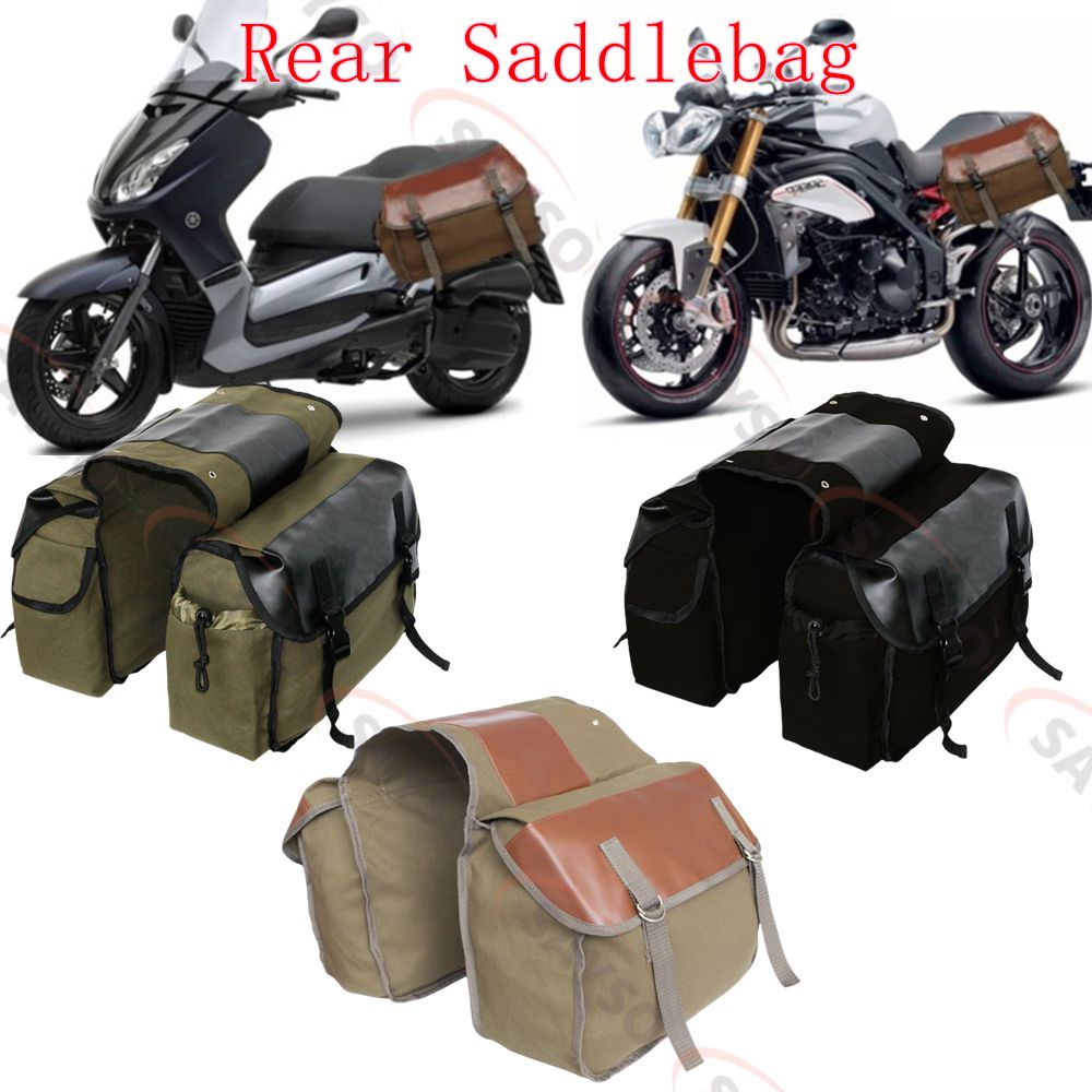 Canvas Rear Saddlebag Waterproof Motorcycle Tail Side Luggage Tool Storage Bags Pannier Saddle Bag For Suzuki/Yamaha/Honda