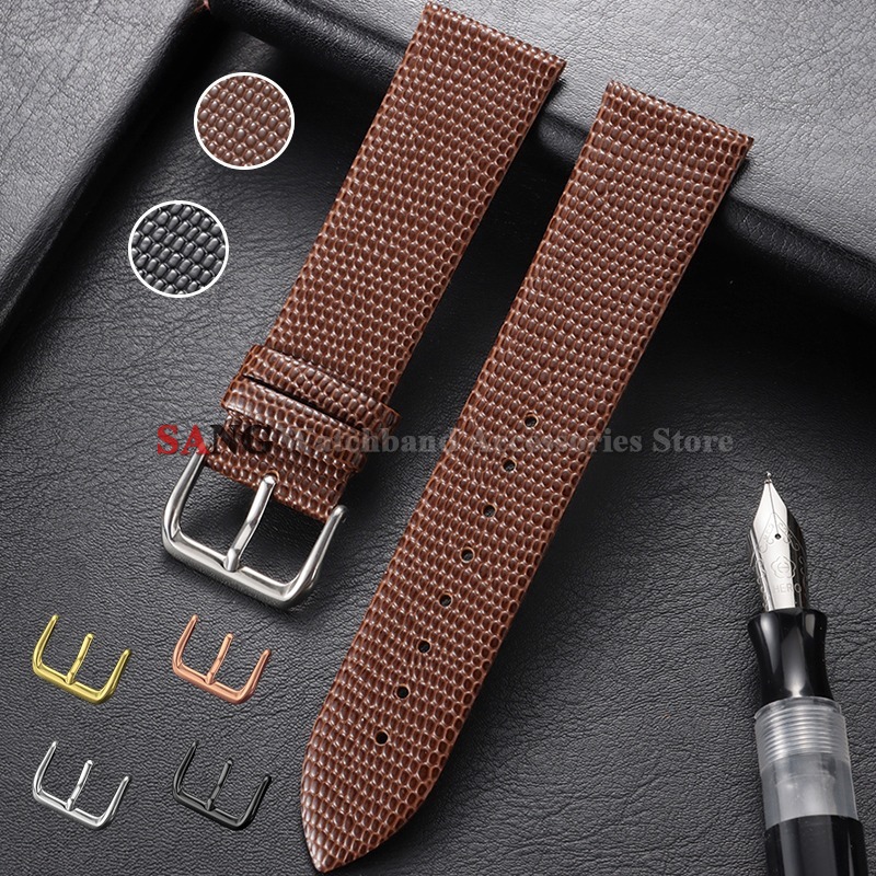 10mm 12mm 14mm 16mm 18mm 20mm 22mm Lizard Pattern Leather WatchStrap Soft Head Layer Calfskin WatchBand Smartwatch Bracelet Belt