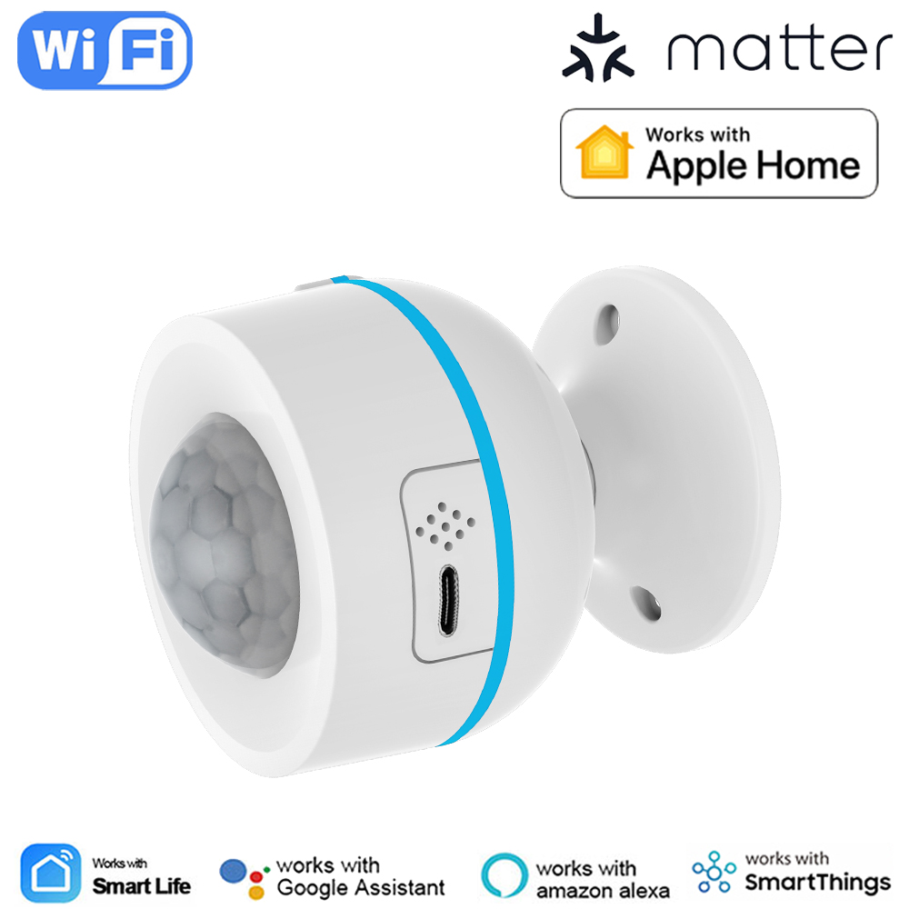 Tuya Matter Thread Smart PIR Motion Sensor Wireless Human Body Motion Infrared Detector Work With HomeKit Alexa Home