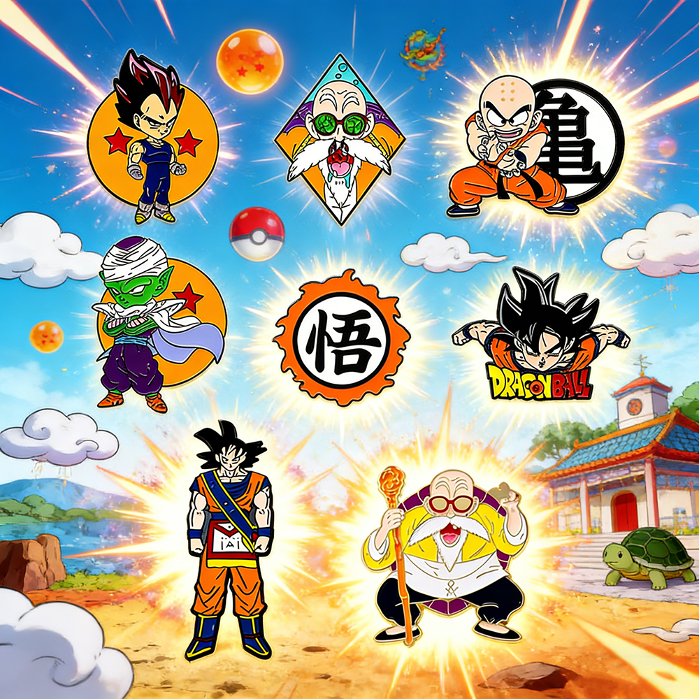 8pcs Dragon Ball Anime Goku Lapel Pins Set Fashion Brooches for Men Women Clothes Backpack Badges