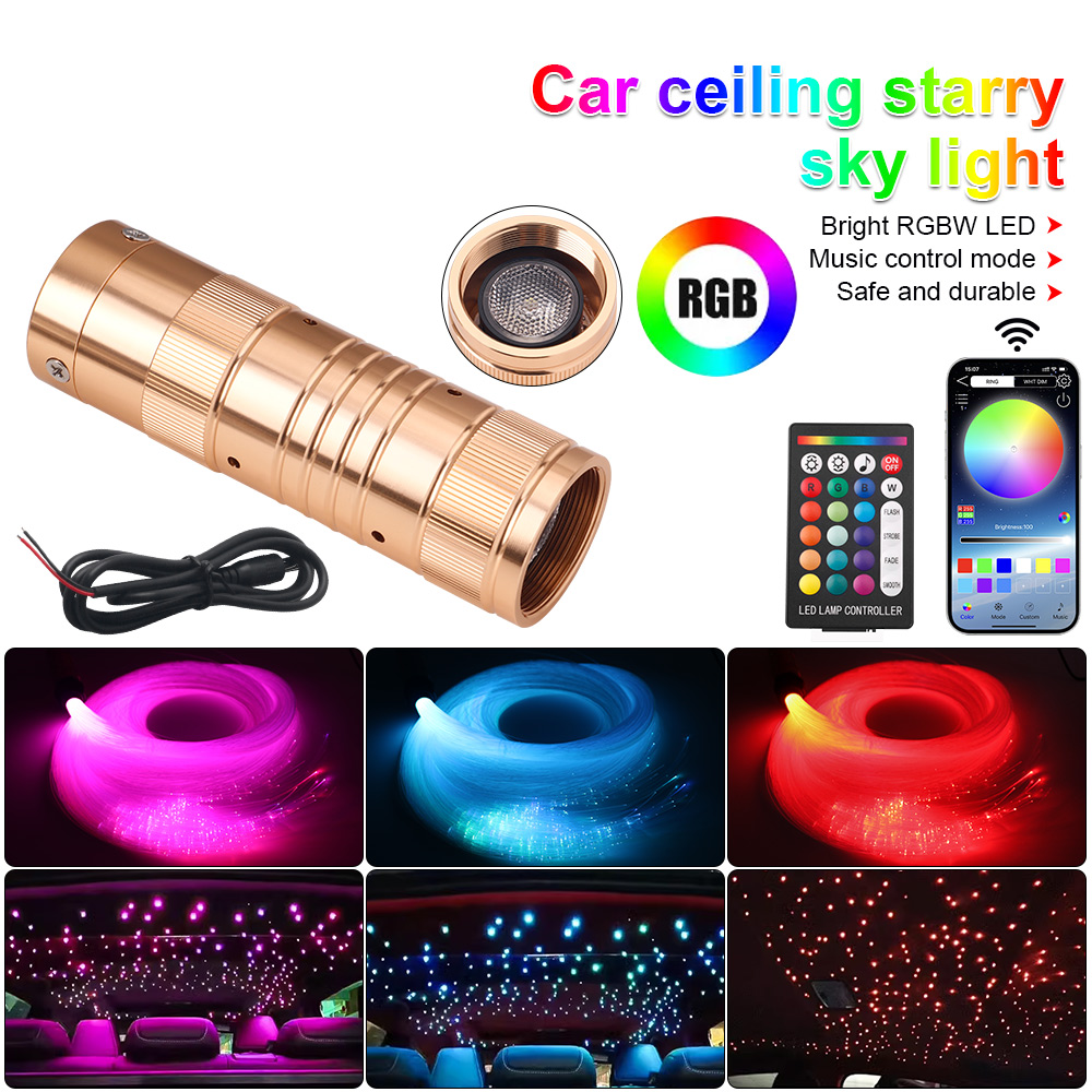 New 16W Twinkle Starry Sky Car Star Ceiling Light RGBW Interior Atmosphere Light Fiber Optic Light Led Star Roof Car Home Decor