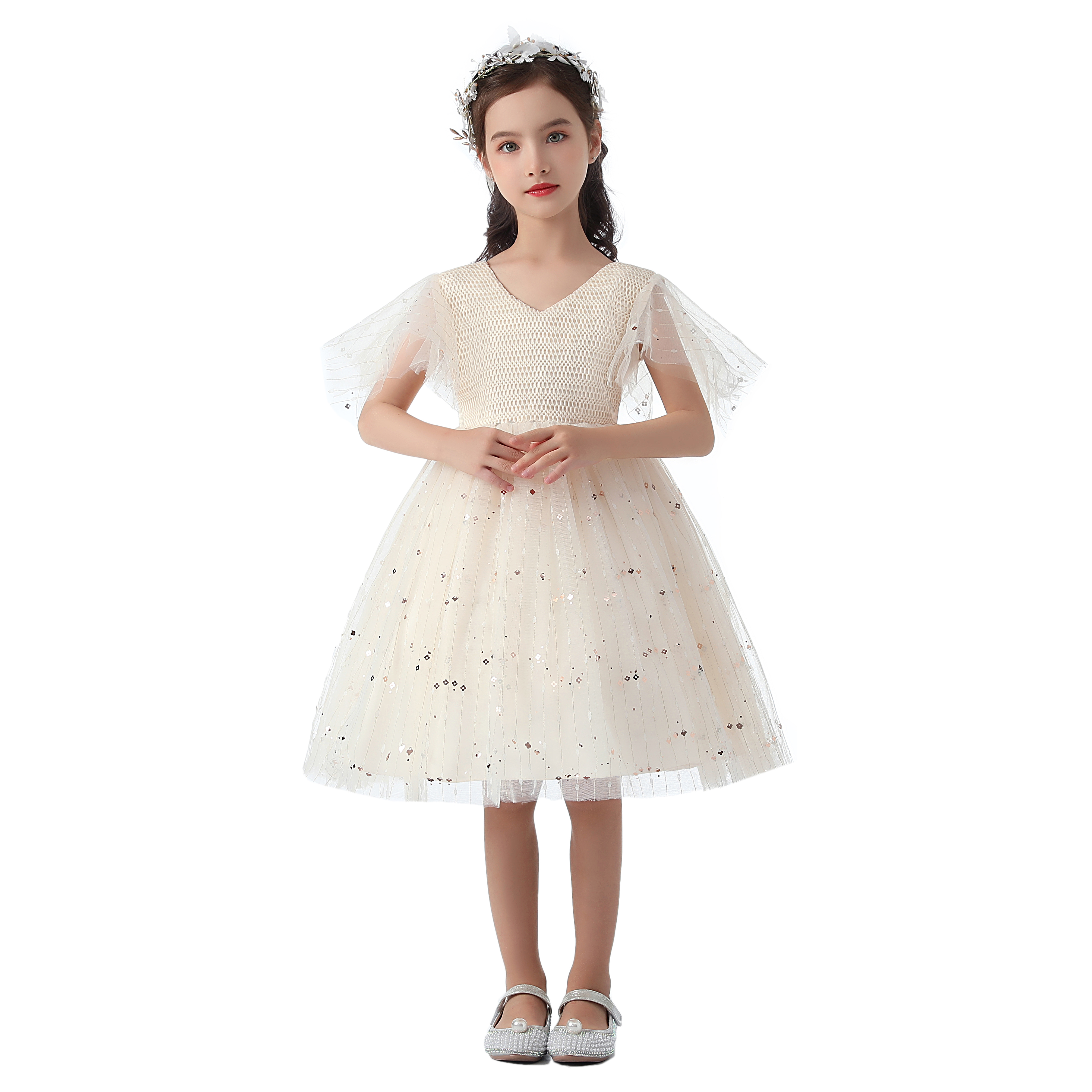 Fashion Prom Flower Girl Dresses Summer Girls' Sequin Dresses Tulle Sleeveless Children's Party Dresses Ages 2-10