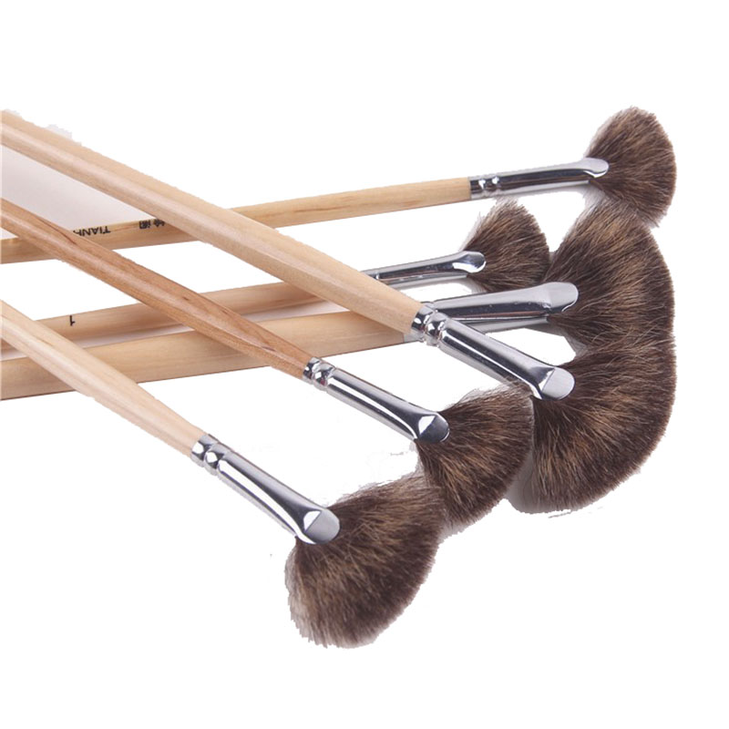 6 pcs/suits Wood rod acrylic painting brush mixed hair fan se oil painting brush pen student art supplies drawing material pen gpt