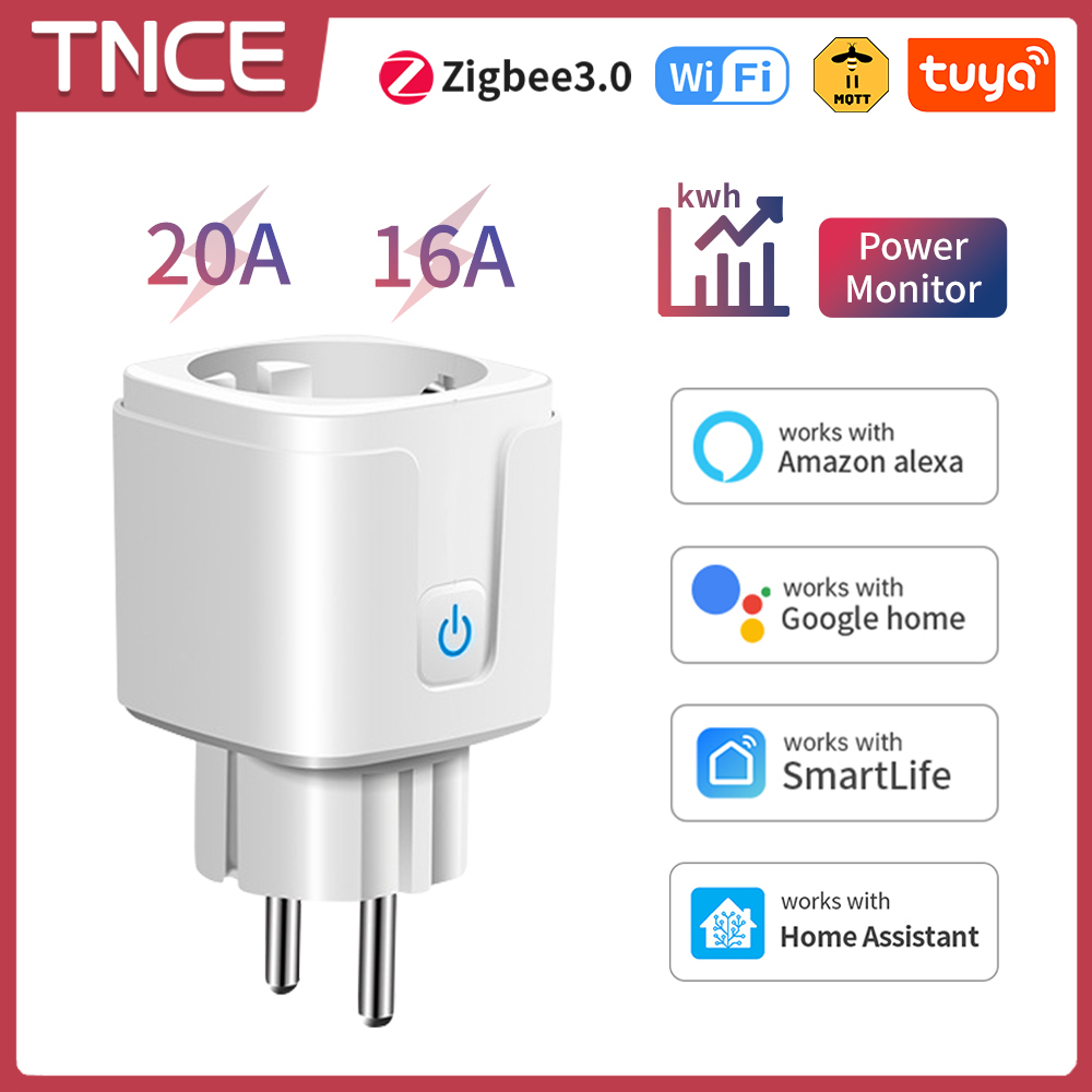 TNCE Tuya Smart Socket EU Wifi/Zigbee3.0 Smart Plug With Power Monitoring Smart Life APP Remote Control Support Alexa