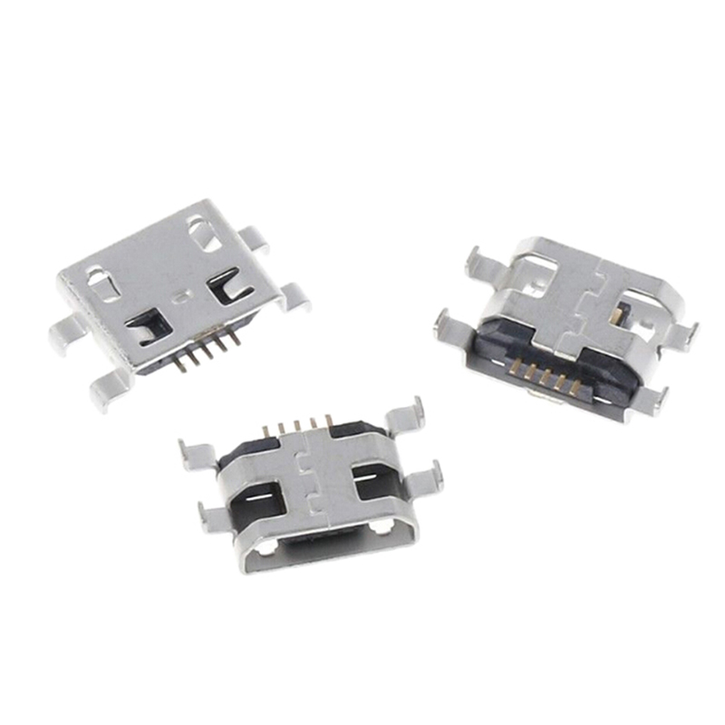 10pcs Mini USB Jack Connectors Micro USB Type B 5 Pin Female Connector Charging Socket Four Feet Plug Connectors