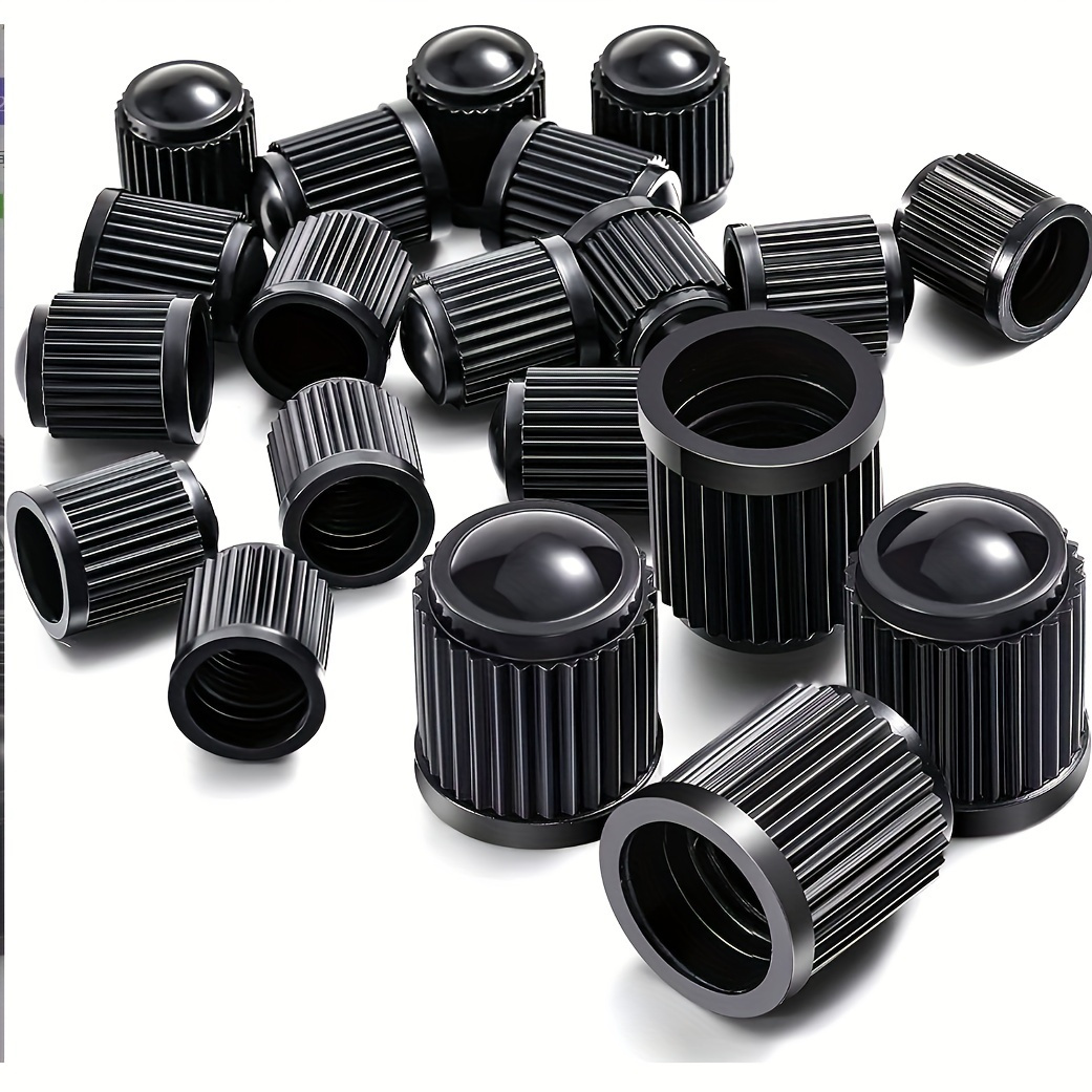 Black PE Tire Valve Cap Set: Durable And Versatile for Car, SUV, Bike, Truck, And Motorcycle Use