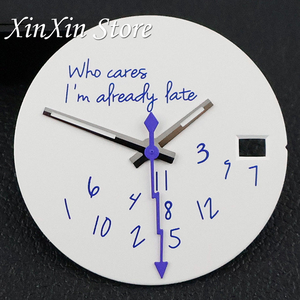 Blue Who Cares Lt's Already Late Watch Dial 28.5mm Modified NH35 Watch Dial With Lightning Second Hands For NH35 4R35 Movement