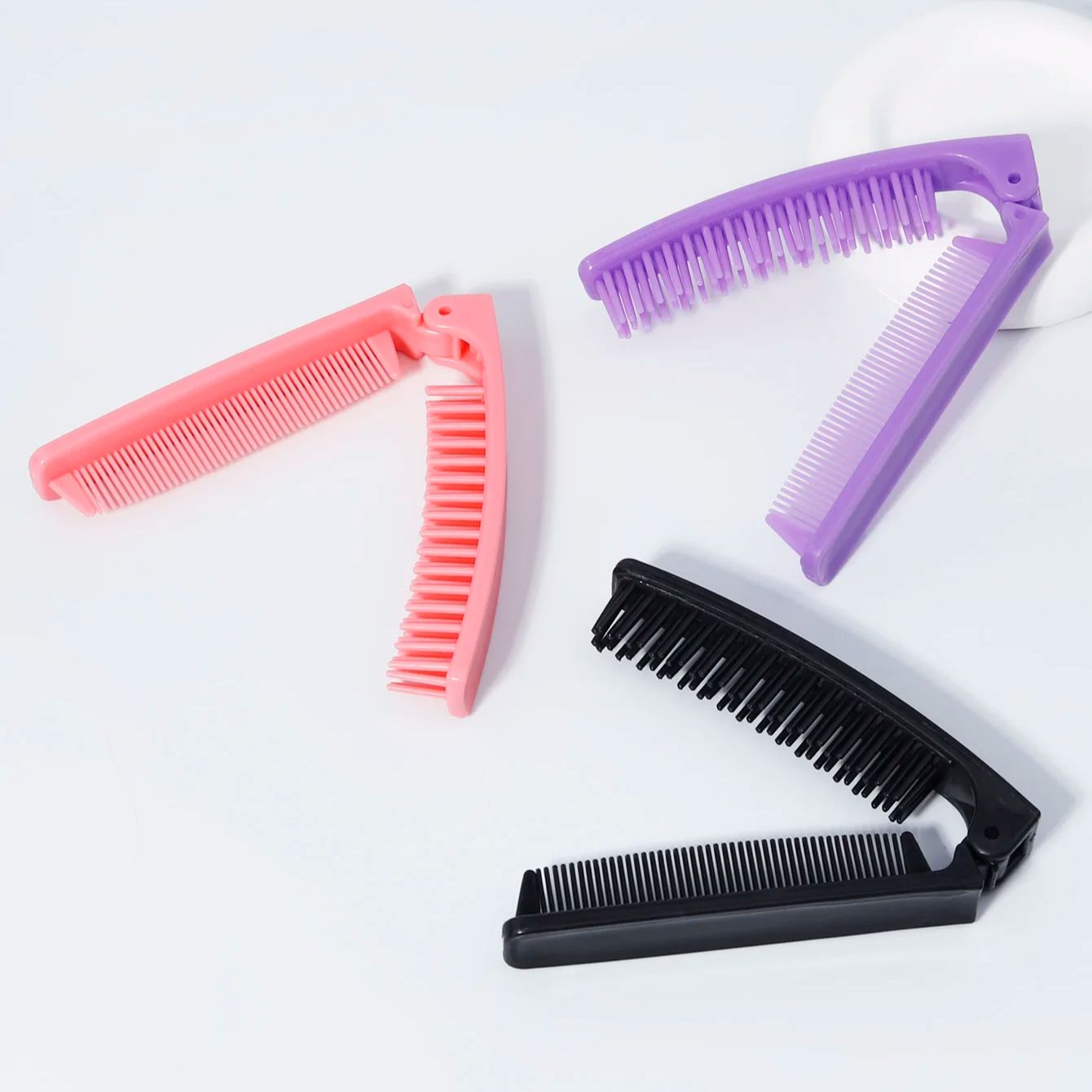 1pc Portable Travel Folding Hair Brush Compact Pocket Hair Comb Double Headed Anti-static Comb,Special for real hair