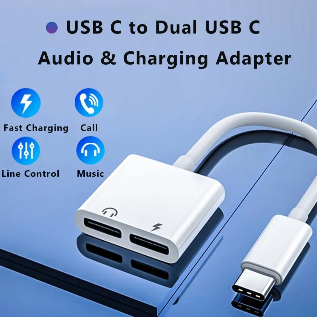 TypeC Headphones Adapter Splitter 2 in 1 Dual USB C 3 5mm 2 in 1 Triple typeC Audio Charger Cable Aux Audio Adapter for iphone