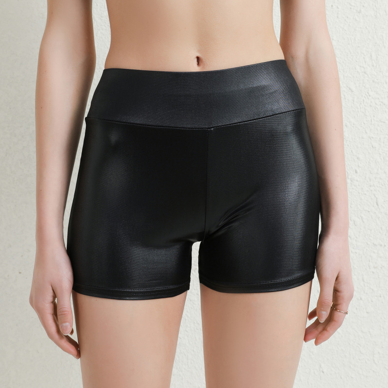 Nightclub Leather Shorts Women High Waist Stretch Push Up Black Short Leather Pants Sports Fitness Female Slim Shorts