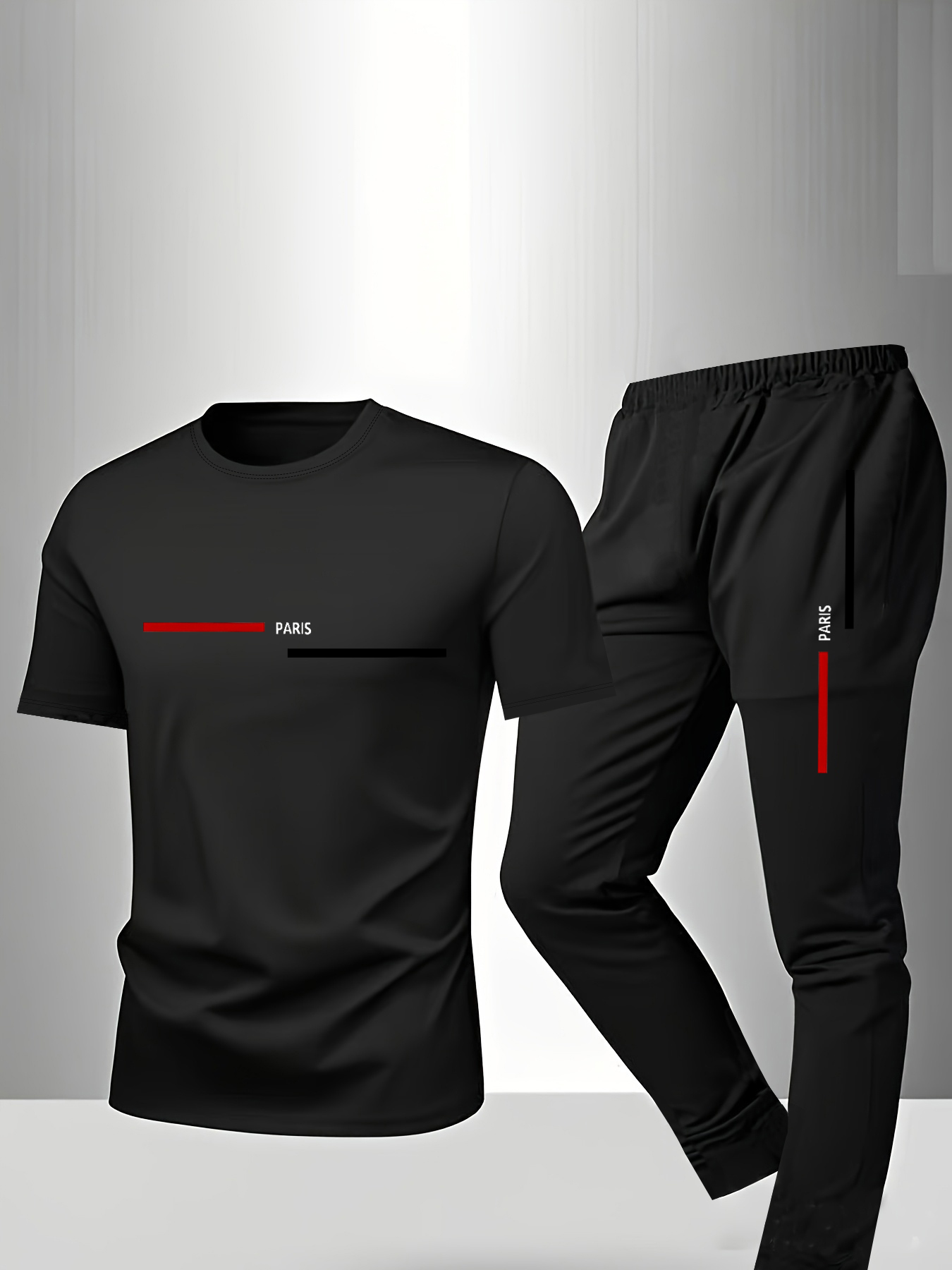 2-piece men's spring and autumn summer sleepwear short sleeved pants fashionable and trendy letter pattern home suit set