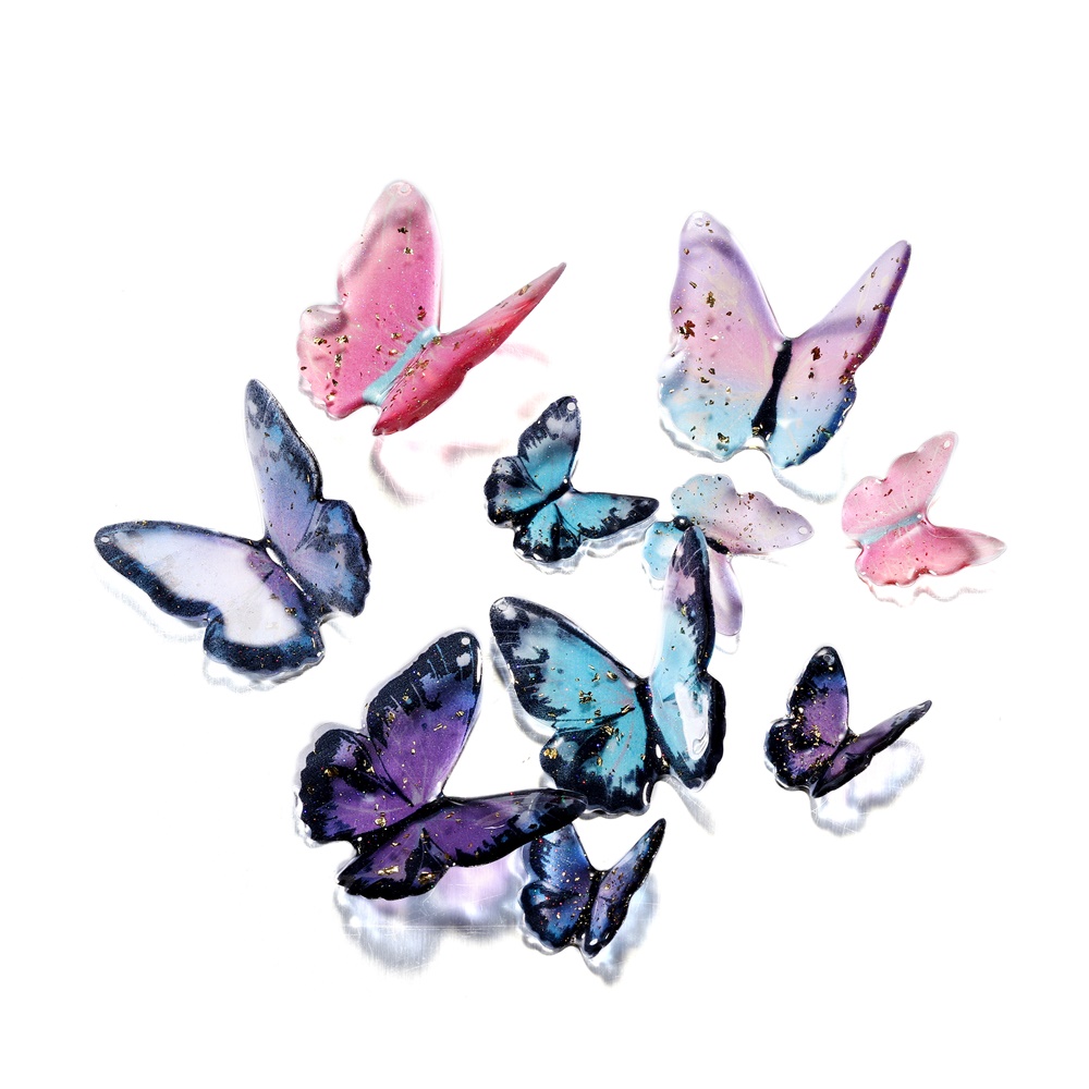 1pc 2 Size 5 Colors Drop Oil Colorful Butterfly Charms Animal Pendant For DIY Bracelet Necklace Jewelry Making Accessories