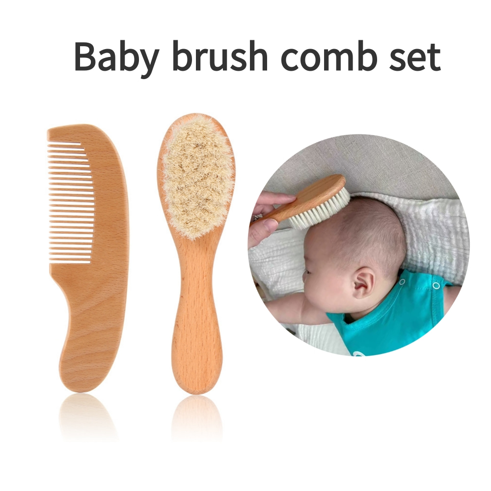 2pcs comb and brush set baby care beech wood brush and comb set TG183