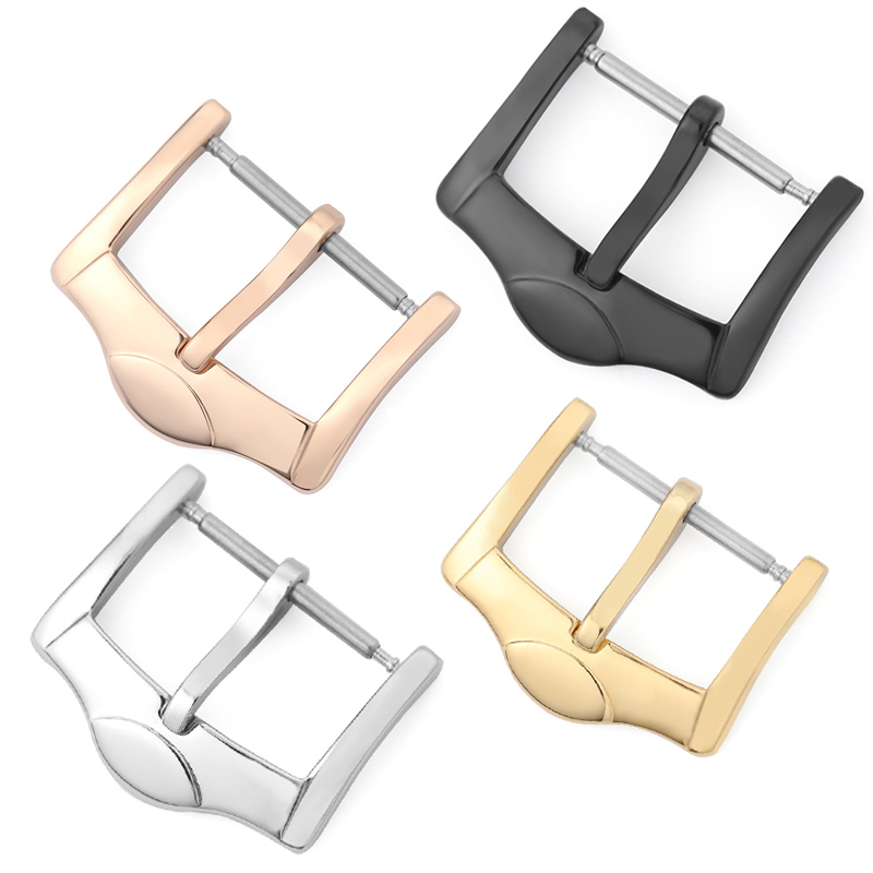 Stainless Steel Middle Brushed Watch Buckle 14mm 16mm 18mm Silver Rose Gold Black Watchband Strap Clasp Watch Accessories