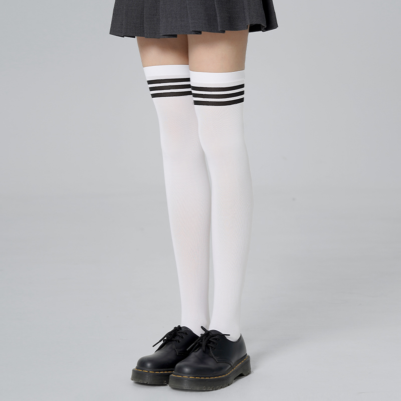 Women Thigh High Socks Striped Girls JK Long Stockings Female Ultra Thin Breathable Nylon Over Knee Socks Lady Sport Leg Warmers