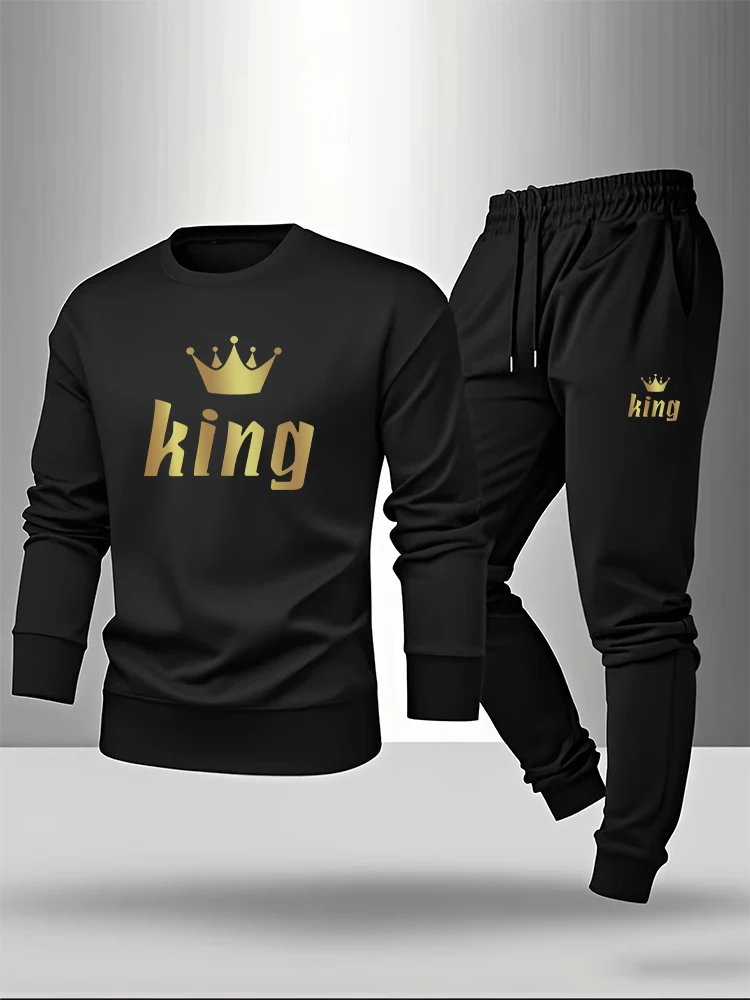 Fashion Mens Tracksuit Printing Casual Sweatshirts Sweatpants Set Daily Sportswear Suit Outdoors Sports Jogging Mens Clothing