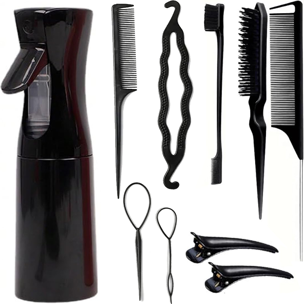10pcs comb Brush Set Getting Shine and Makes Hair Smooth, Curly Hair Brush for & Kids Wet or Dry Hair