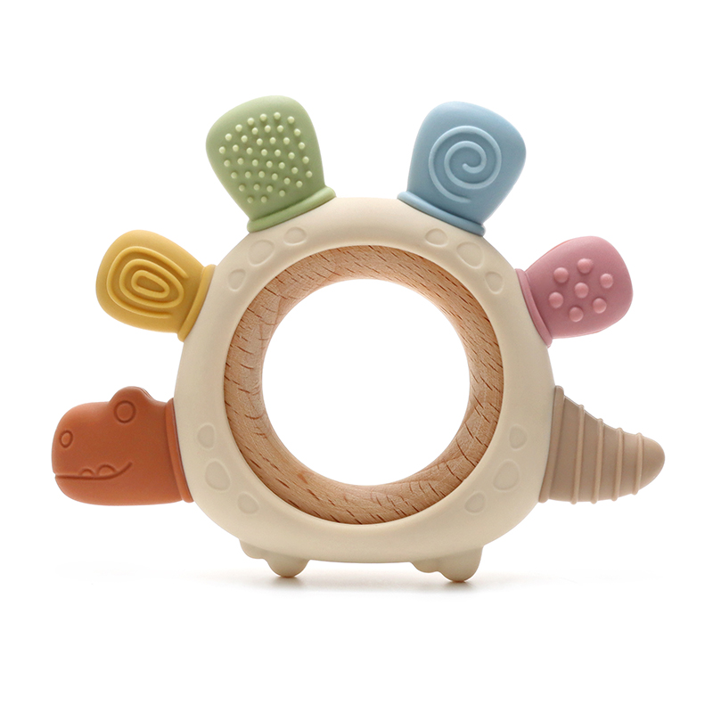 New Silicone Teether, Food Grade Teething Ring Sensory Toys for Toddlers, Silicone Hand Shape Soothing Toys Accessories