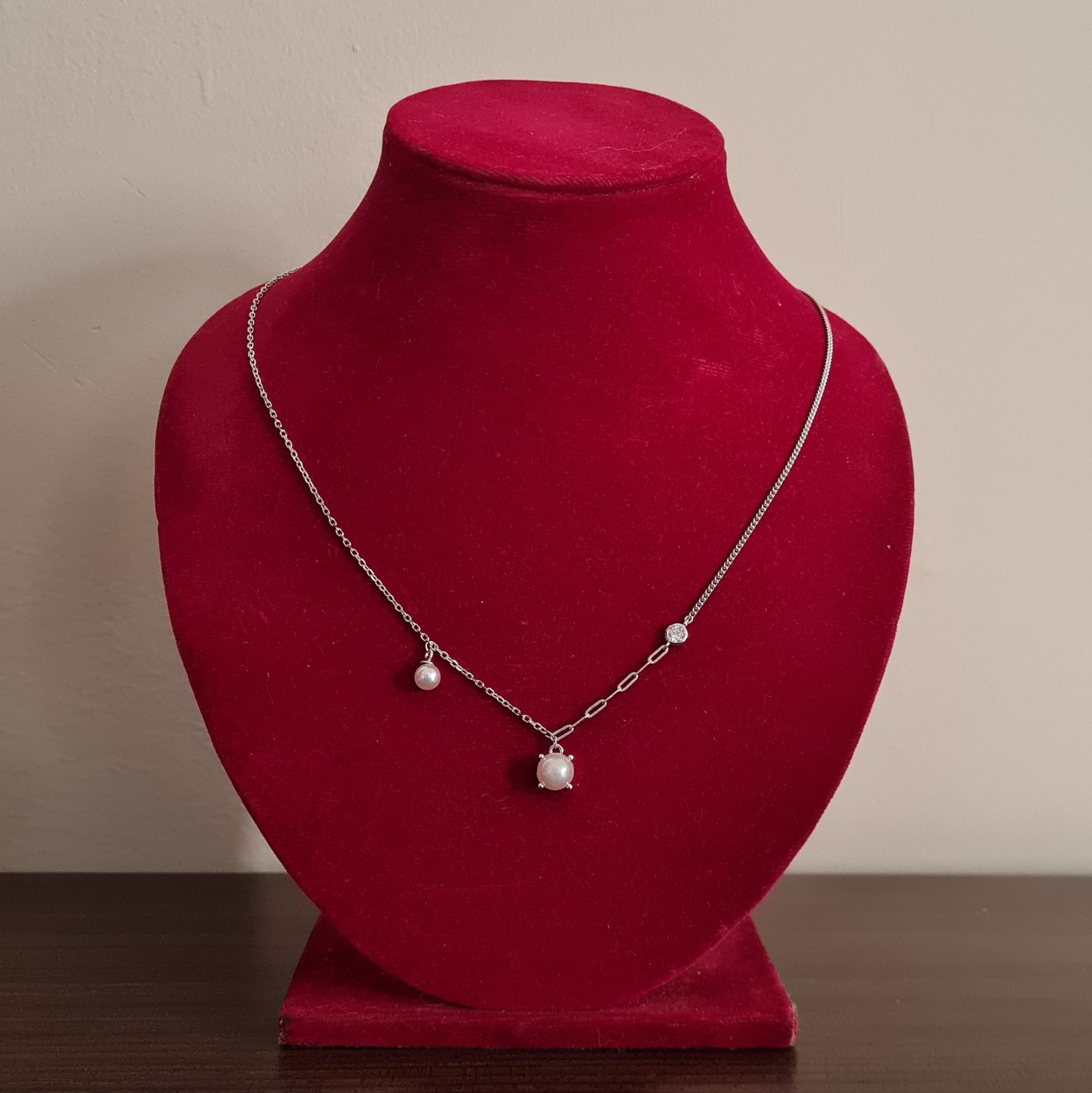 Gold and Silver Star Sterling Silver Pearl Necklace for Women