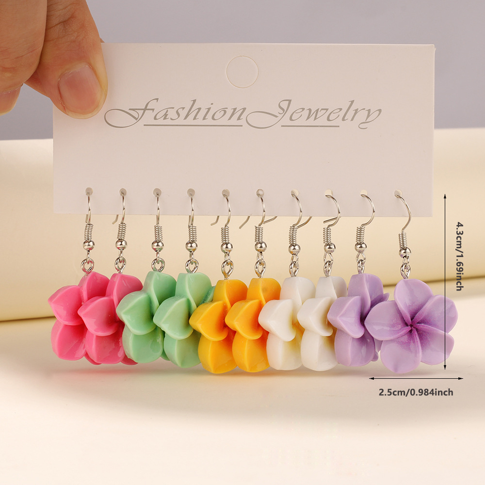 5 Pairs Set Jewelry Sunflower Earrings Women Cute Flowers Summer Colorful Boho Beach Holiday Accesorios Yellow Red Blue Earring