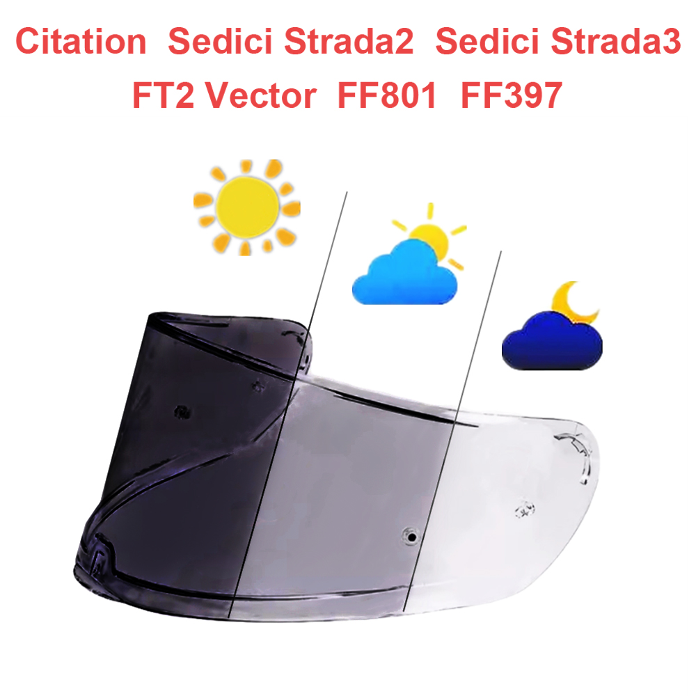 Photochromic Lens for FF801 FF397 Citation Sedici Strada2/3 FT2 Vector Helmet Visor Replacement Durable High Clarity UV Cut