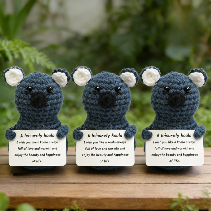 1pc creative koala positive energy emotional weaving product, handmade crocheted table decoration and display item