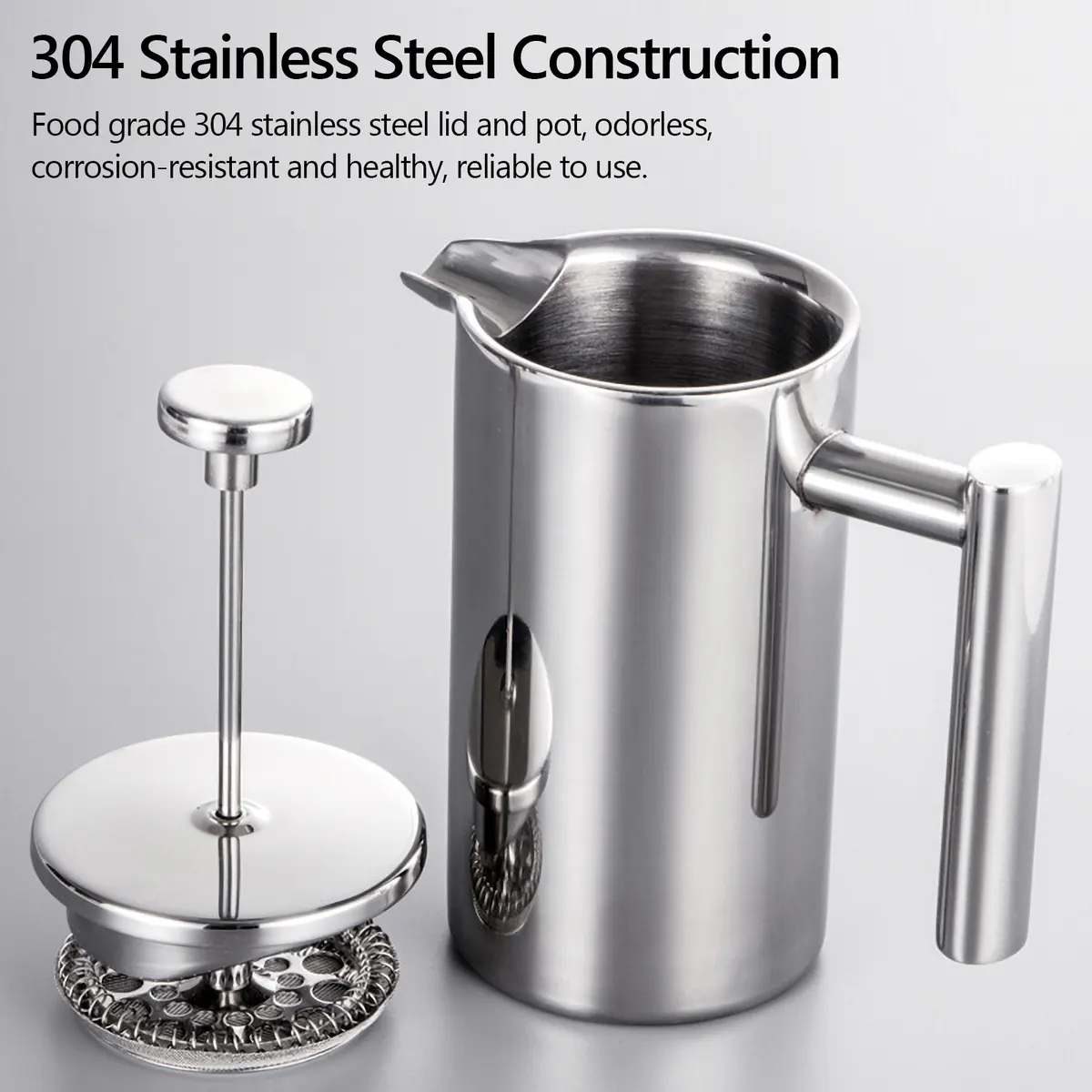 French Press Pot Filter Press Hand-made Coffee Pot Stainless Steel High Quality Double Walled Insulated 350ml/800ml/1000ml - image 1