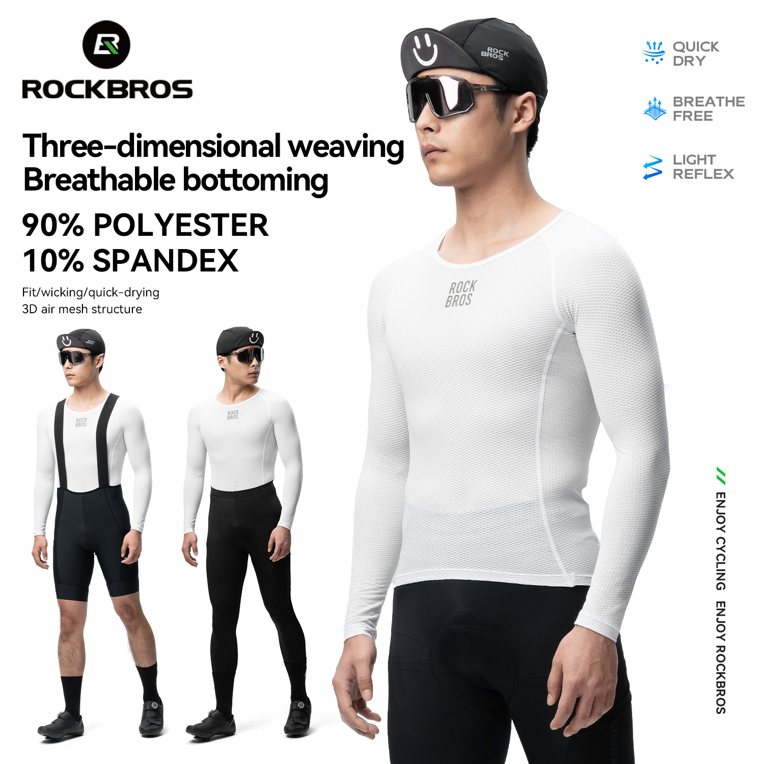 ROCKBROS Men Cycling Long Sleeves T-shirts Summer Spring Breathable Quick Dry Anti-sweat Cycling Bike Underwear Base Shirt