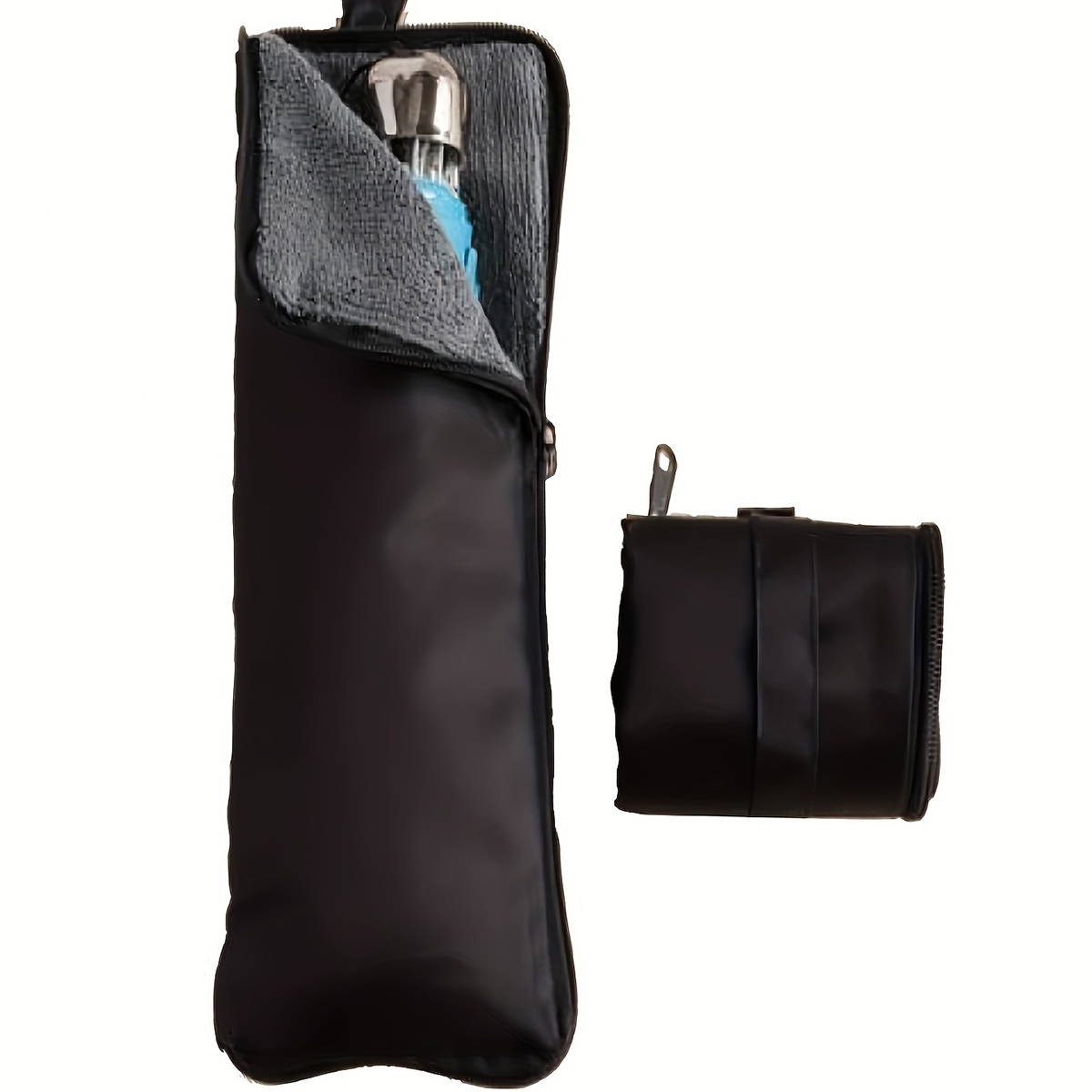 Microfiber Umbrella Storage Bag, Black Folding Umbrella Carrier with Handle and Hanging Loop, Hand Washable - Single Pack，1 PC