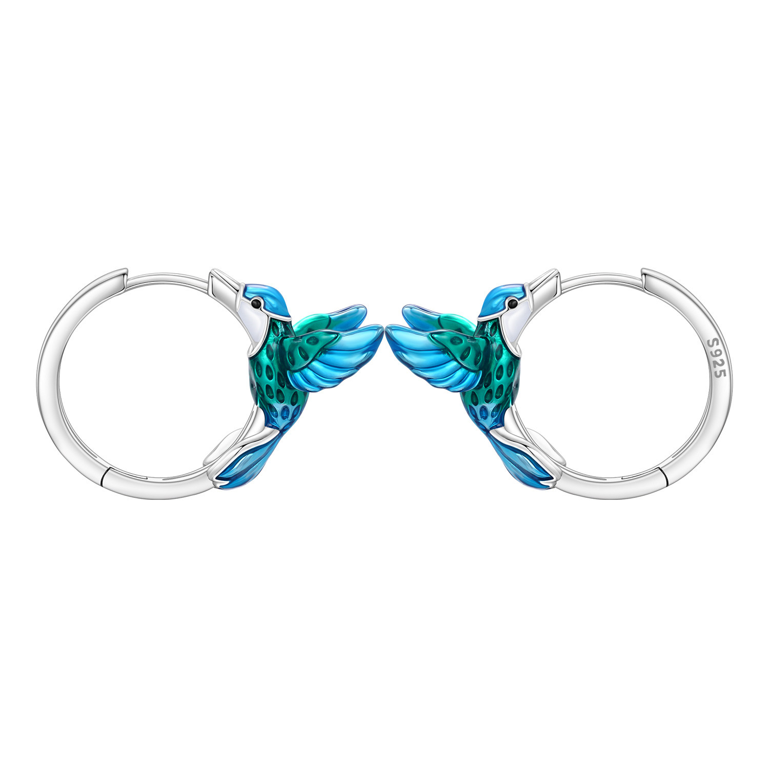 Orstarry S925 Sterling Silver Blue Green Hummingbird Earrings Hoop Earrings Women Jewelry Original Trendy Anniversary