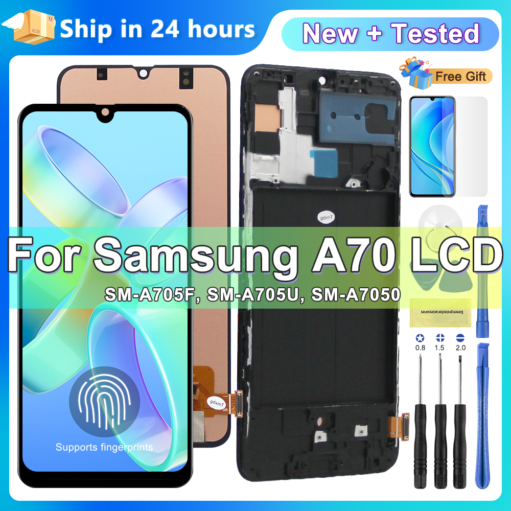6.7'' Super AMOLED A70 Display Screen with Fingerprint, for Samsung Galaxy A70 A705 A705F Lcd Display Touch Screen Digitizer