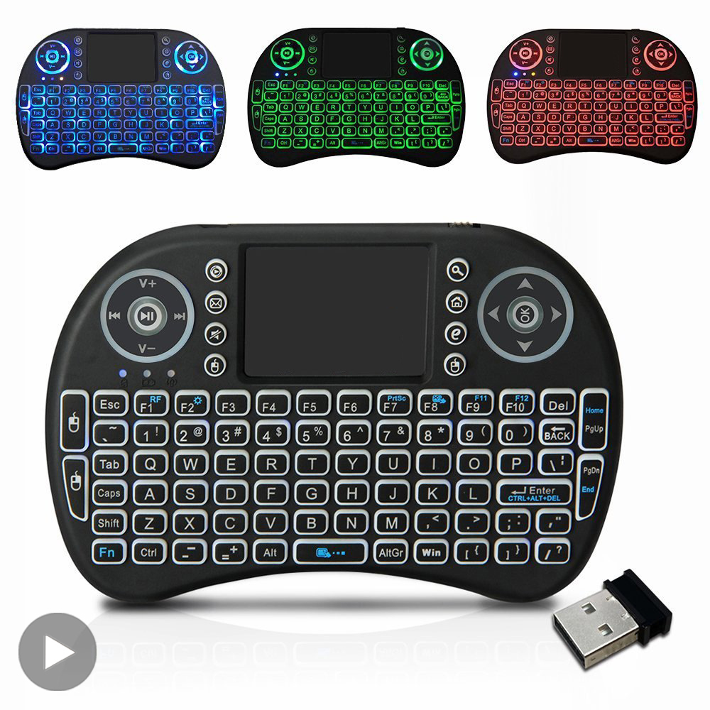 Backlit Mini Wireless Keyboard Spanish French Azerty Russian Portuguese Brazil Language Air Mouse With Toucad N RGB PC TV Box