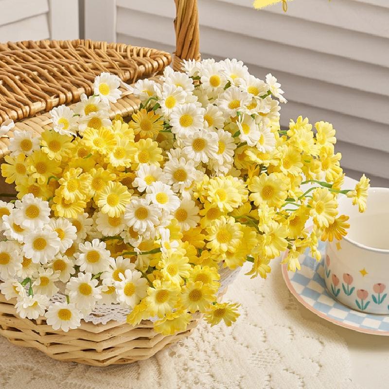 6PCS Realistic Small Daisy Faux Flowers - Premium Artificial Blooms for Home Table Decor, Wedding Accents, Birthday Party