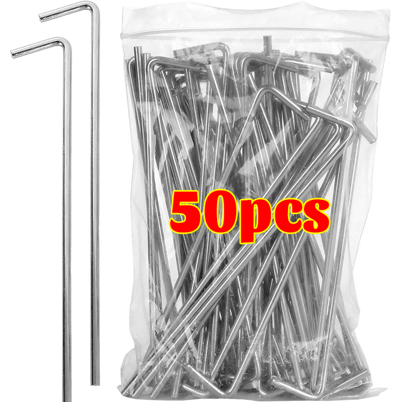 Heavy Duty Metal Tent Stakes Pegs Galvanized Steel Garden Staples Ground Nails Camping Decorations Sod Pin Fixing Peg