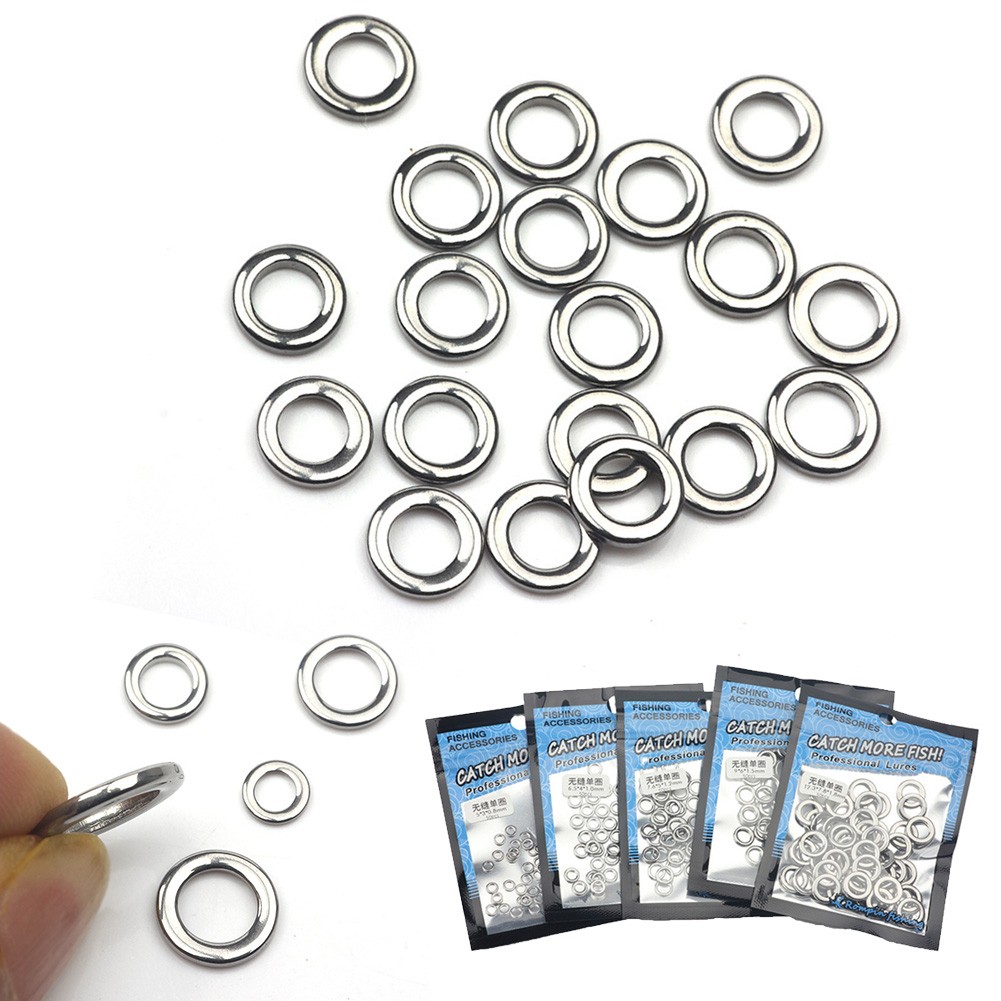 50pcs Heavy Duty Fishing Solid Ring Seamless Split Ring Swivel Knot Lure Tools Stainless Steel Fishing Accessories