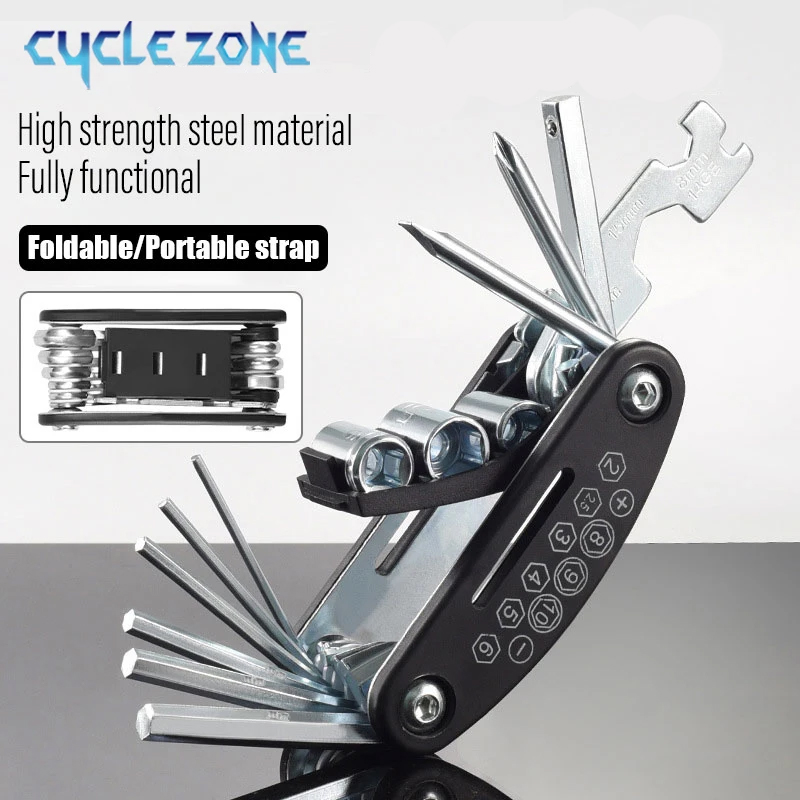 Multi-Function Bicycle Repair Tool Kit Portable Hex Spoke Screwdriver Wrench Mountain Road bike Cycling Tool Sets Black