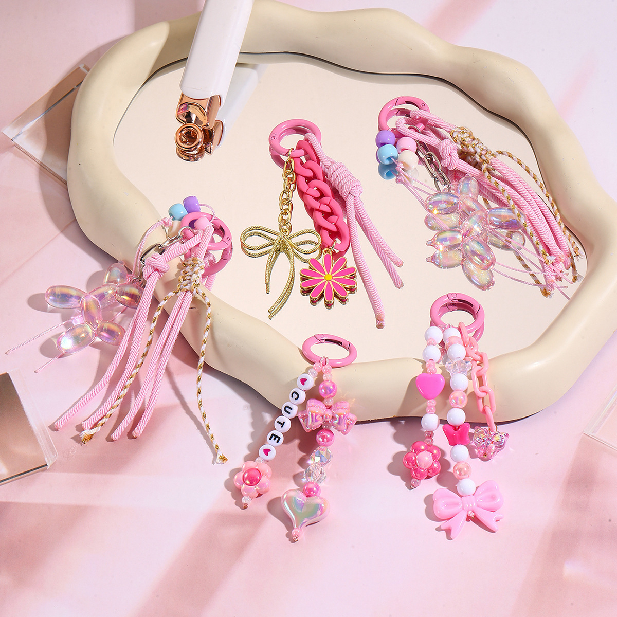 Colorful Braided Rope Strap Lanyard Keychain For Phone Case Women Anti Lost Car Key Chains Bag Hanging Accessories Keyring