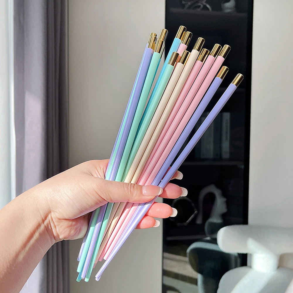 5 Pairs Dishwasher Safe Fiberglass Chopsticks Set,9.57 Inch Reusable Japanese Chinese Chopsticks , Non-Slip, Easy to Use