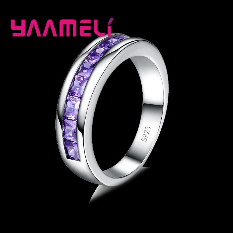 Simple AAAAA Crystal Ring Silver Color For Woman Fashion Wedding Engagement Party Gift Charm Jewelry