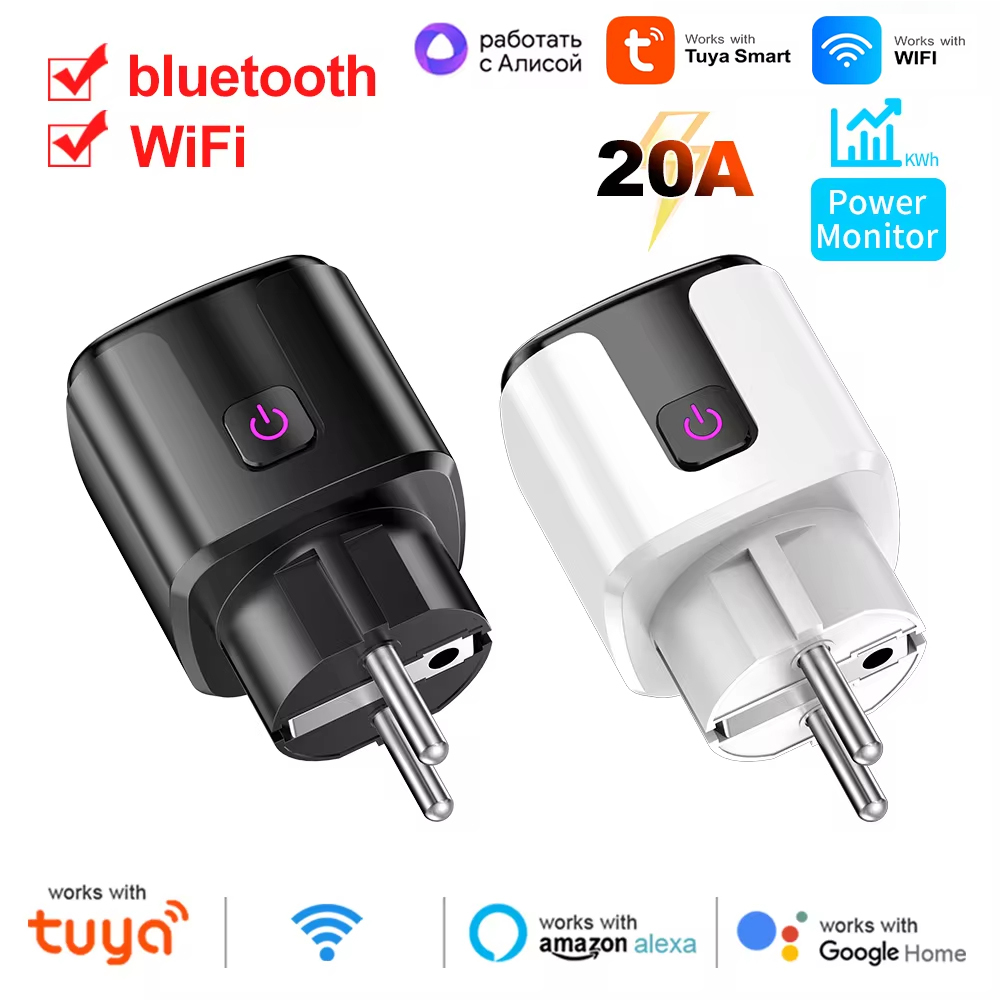 Tuya Smart Plug WiFi Socket Outlet EU 20A 16A Energy Monitoring Function Timer Adapt or Work with Alexa Hey Alice